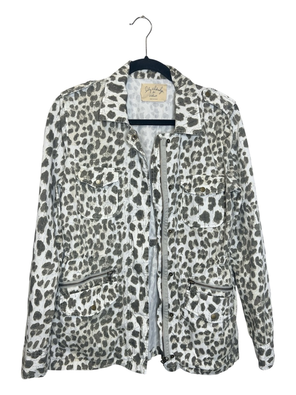 Lily Aldridge for Velvet 100% Cotton Neutral Leopard Print Jacket size Medium